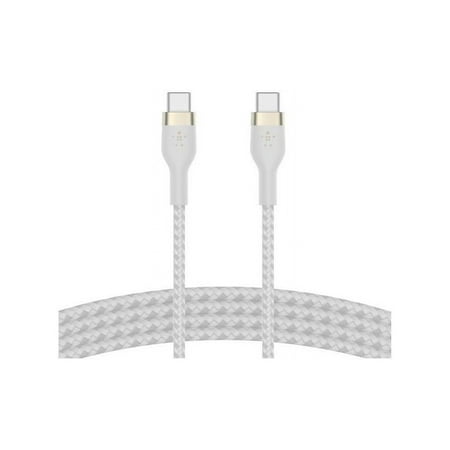 Belkin BoostCharge Pro Flex Braided USB-C to USB-C Charger Cable (2M/6.6FT) USB-IF Fast Charging Cable for iPhone 16 Series MacBook Pro iPad Pro Galaxy S25 S24 Nintendo Switch 2 & More - White